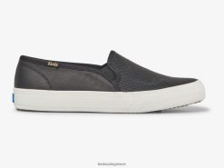 γυναίκες Keds διώροφο ανάγλυφο δερμάτινο slip σε sneaker μαύρος 006DX24