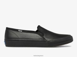 γυναίκες Keds διώροφο δερμάτινο slip σε sneaker μαύρος 006DX29