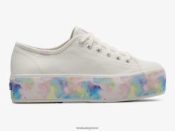 γυναίκες Keds τριπλό αφηρημένο floral sneaker λευκό πολυ 006DX172