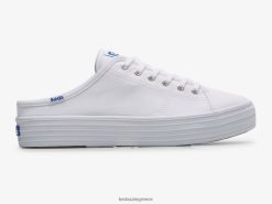 γυναίκες Keds τριπλό λάκτισμα mule καμβάς slip σε sneaker άσπρο 006DX48