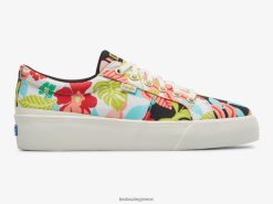 γυναίκες Keds jump kick duo tropical print sneaker μαύρο κοράλλι 006DX156
