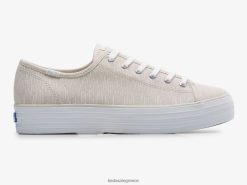 γυναίκες Keds sneaker με στάμπα σε καμβά τριπλό kick μαύρισμα ασημί 006DX176