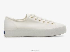 γυναίκες Keds sneaker τριπλό λάκτισμα καμβάς ανάγλυφο foxing Χιονάτη 006DX171